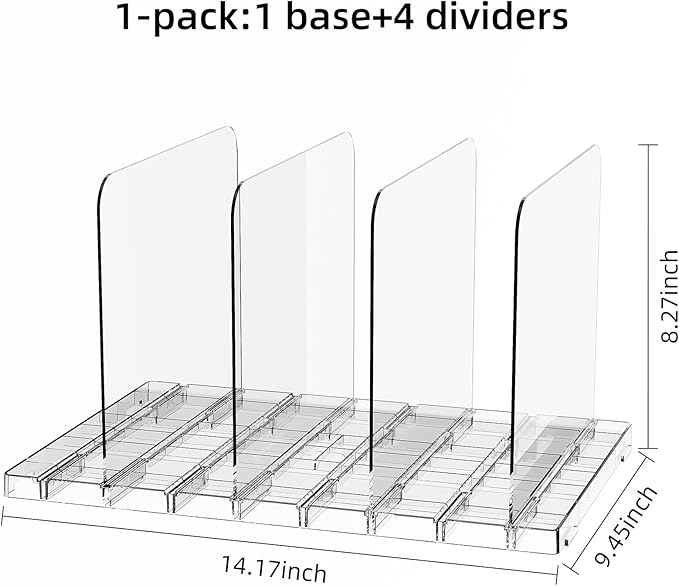 JOYZAN Purse Organizer for Closet Stackable, Adjustable Closet Purse Organizer, Clear Acrylic Shelf Dividers, Detachable Handbag Storage Separator Dividers for Home, Office - 1 Pack