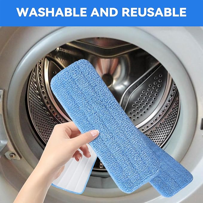 12" Microfiber Pad for Rubbermaid Commercial 12 Inch Mop Head - 8 Pack Replacement Wet & Dry Commercial Reusable Cleaning Mop Refills Fit for Any Microfiber Flat Mop System 12"
