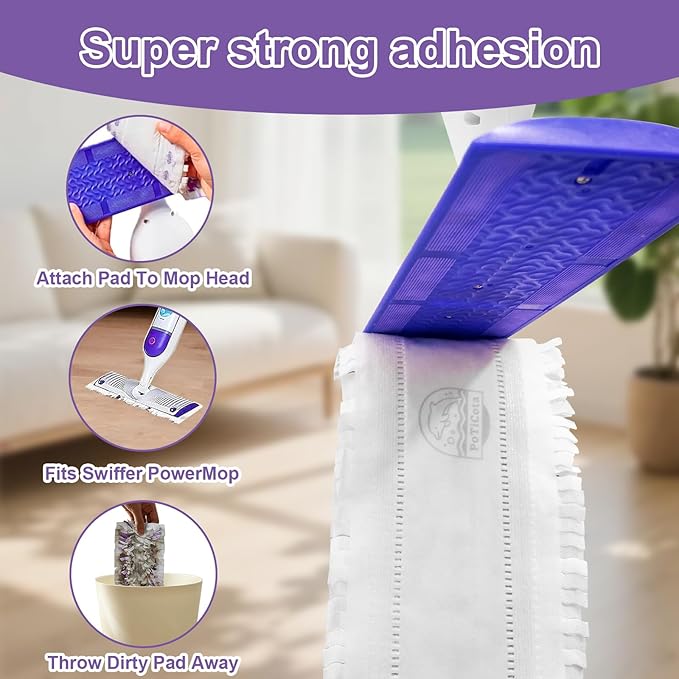 Cleaning Cloth 20 Pack Disposable Power Mop Refill Pads Compatible with Swiffer Power Mop, Unscented Swiffer Wet Pads Refill, Disposable Replacement Pad for All Floors,Non-Washable