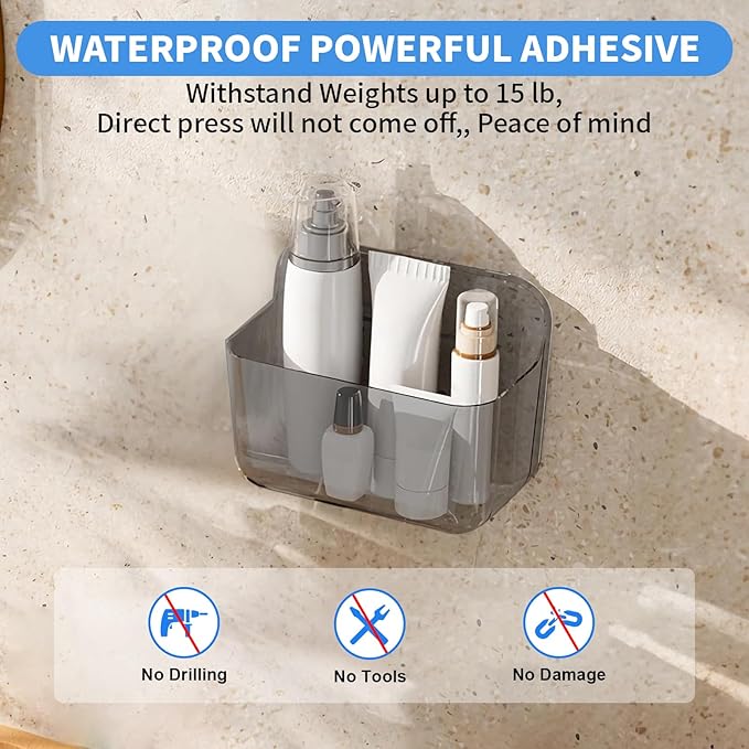 Diesisa 2pc Acrylic Wall Mount Organizer, Adhesive Cabinet Door Organizer,Acrylic Bathroom Shelves for Wall,No Drilling Hang Walls,with Self Adhesive Tape, for Bathroom, Kitchen, Living Room