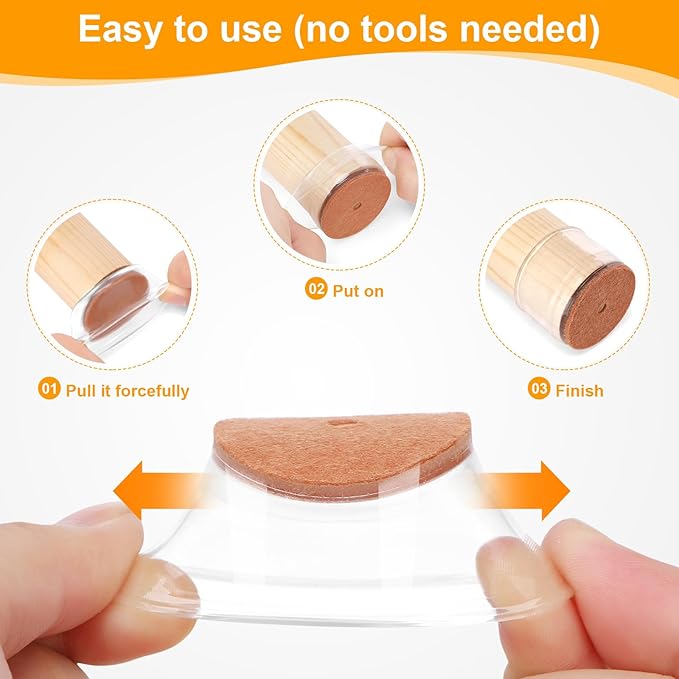 CHUNZEXI 36 Pack Chair Leg Floor Protectors for Hardwood Floors, Silicone Felt Covers Pads Caps, Protect Wood Furniture Feet Floors Noise Reduce and Scratch (Universal Small & Clear)