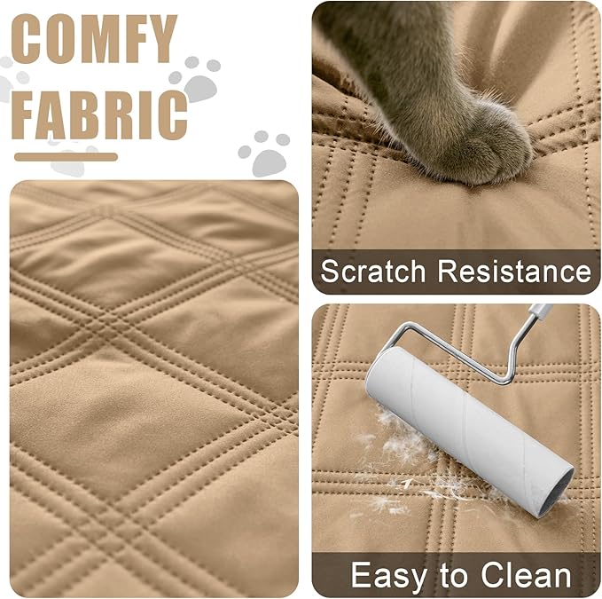 Smiry Waterproof Dog Bed Cover Blanket 40x70, Soft Reversible Pet Blanket, Washable Leakproof Cats Dogs Couch Cover for Sofa, Couch, Furniture, Lattice, Camel/Beige