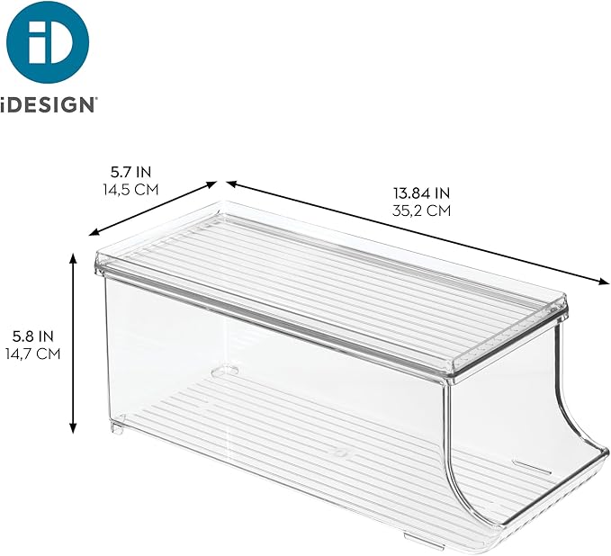 iDesign Soda Can Organizer with Lid for Pantry or Refrigerator - Set of 2 - Clear - Made in USA