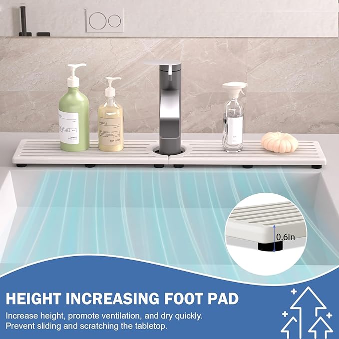 Kitchen Faucet Mat, Diatomite Sink Faucet Mat Splash Guard for Kitchen, Water Absorbing Stone Tray for Sink, Quick Drying Faucet Mat for Kitchen Sink, Absorbent Stone Drying Tray for Bathroom Counter