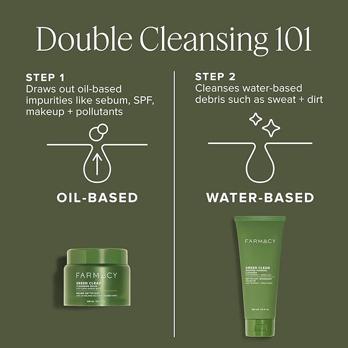 Farmacy Makeup Remover Cleansing Balm - Green Clean Waterproof Makeup Remover Balm + Oil Cleanser for Face - Gently Melts Make Up + SPF - Hydrates + Softens Skin with Super Greens + Papaya (30ml)