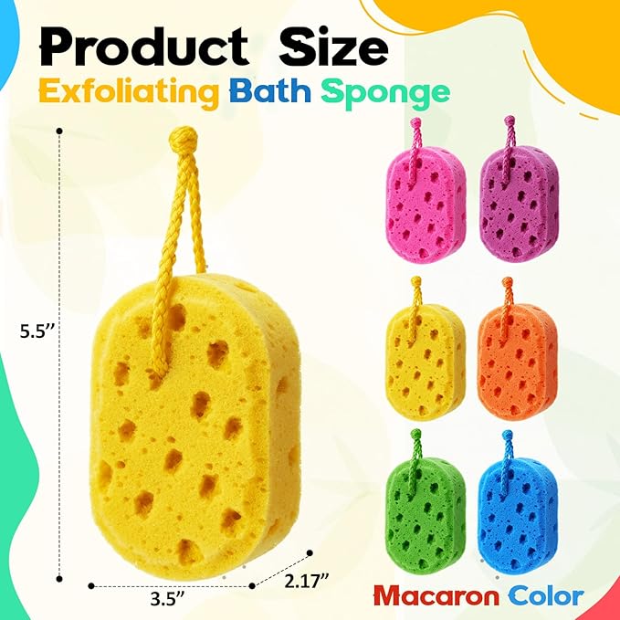12 Pcs Exfoliating Bath Sponge Body Loofah Sponges Shower for Women Reusable Soft Bathing Pouf Foam Luffa Body Scrubber and Rich Lather, Color Matching (Bright Color)