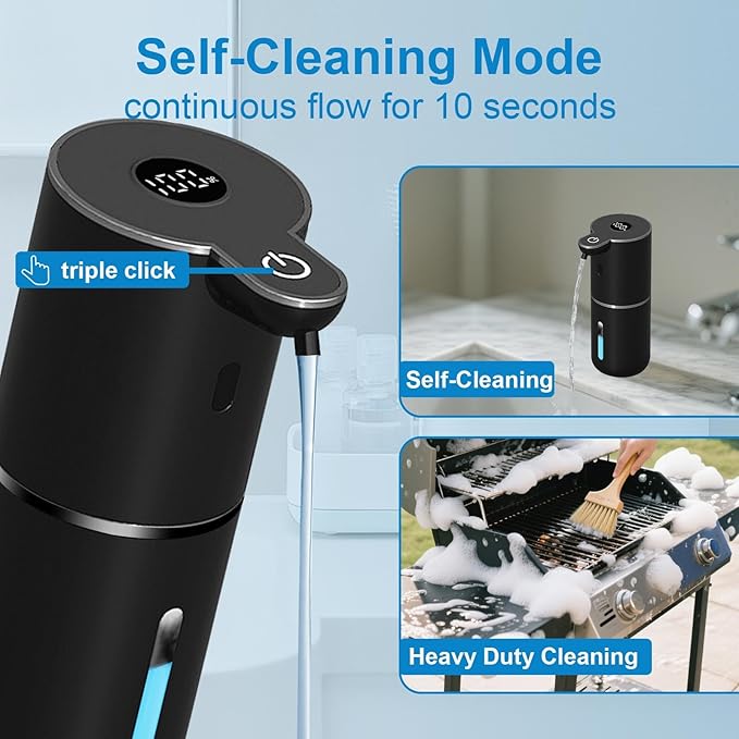 Automatic Liquid Soap Dispenser Touchless, USB Rechargeable Smart Hand Soap Dispenser, 6-Level Adjustable, 12.8oz/380mL, Compatible with Thick Thin Dish Soap for Bathroom Kitchen-Black