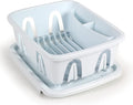 Camco RV Mini Dish Drainer & Tray - Features a Sloped Drain Tray Design, Heavy-Duty Construction - Ideal for Small Spaces, Apartments, Boats, and More -9.5" L x 11.7" W x 4.75" H - White (43511)
