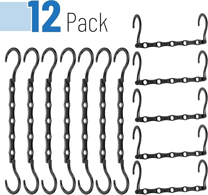Mr. Pen- Space Saving Hangers for Clothes, 12 pcs, Black, Plastic Multi Clothes Hangers Space Saving, 5 Slots, 360° Rotating Hooks