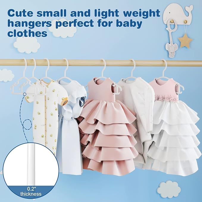 GoodtoU Baby Hangers, 60 Pack Baby Clothes Hangers for Closet Kids Plastic Hangers Toddler Infant Nursery Child Small Children (White)
