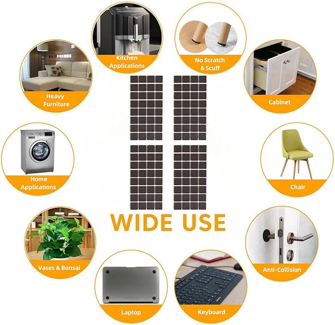 Furnigear Non Slip Furniture Pads - Self Adhesive Rubber Anti Skid Pads Grippers Rubber Chair Feet Furniture Pads for Hardwood Floors -Protectors for Furniture Table Legs Anti Slip 128 Pcs 3/4" Square
