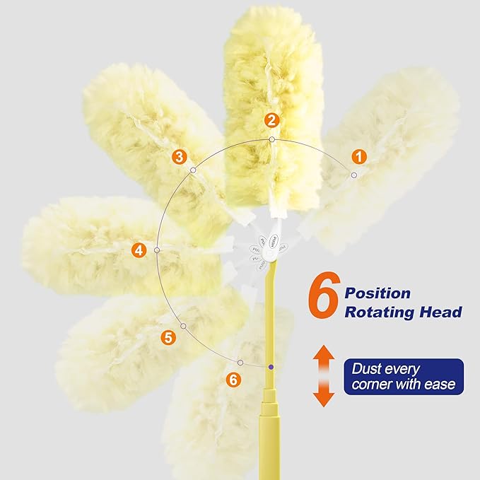 JOYMOOP Scented Telescopic Duster kit, 3FT Extendable Handle (Yellow) + 24 Yellow Refill Heads – Easy Cleaning for Ceilings, Ceiling Fans, Blinds, Vents & Shelves