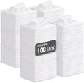 Shop Towels, 100 Pack Commercial Grade Work Rags Microfiber Towels for Cars Cleaning Rags Bulk Detailing Cloth for Automotive Bar Mechanic Restaurant Garage Housekeeping, 11.5"x 11.5", White