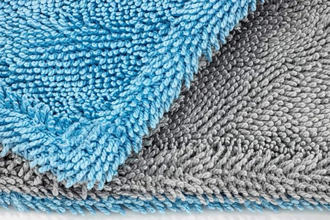 Autofiber Dreadnought Microfiber Towel, Superior Absorbency for Drying Cars, Trucks, and SUVs, Double-Twist Pile and One-Pass Vehicle-Drying Towel - Pack of 1 - Blue/Gray (20 inch x 30 inch)