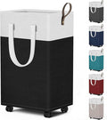 HomeHacks 75L Rolling Laundry Basket with Wheels, Collapsible & Waterproof Laundry Hamper, Mobile Clothes Hamper, Storage Laundry Bins with Handles for Laundry Room, Bedroom, Bathroom & Dorm, Black