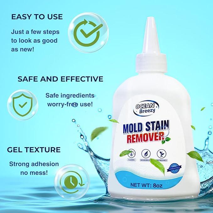 Stain Remover Gel 8 Fl Oz, Household Grout Surface Cleaner, Cleaning Gel for Washing Machine, Refrigerator Strips, Tiles, Bathroom Kitchen Sinks, Damp Areas