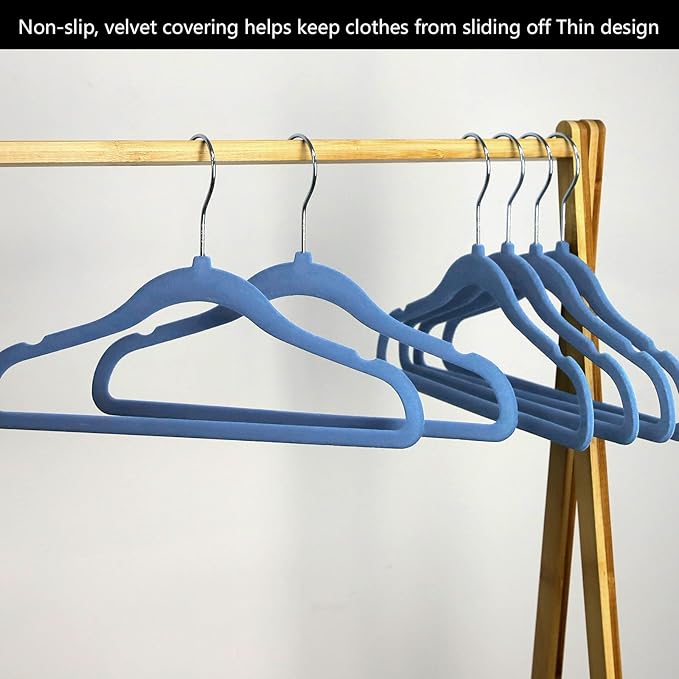 GoodtoU Velvet Baby Hangers for Clothes, Blue Velvet Hangers 50 Pack for Infant, Kids Hanger for Closet