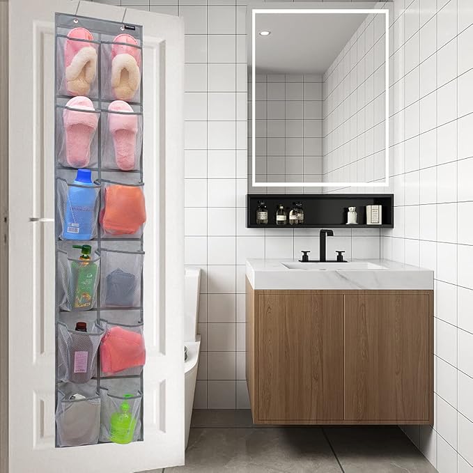 ANZORG Behind Door Hanging Kids Shoes Organizer Closet Shoe Organizer Shoe Rack with 12 Mesh Pockets (12 Pockets)