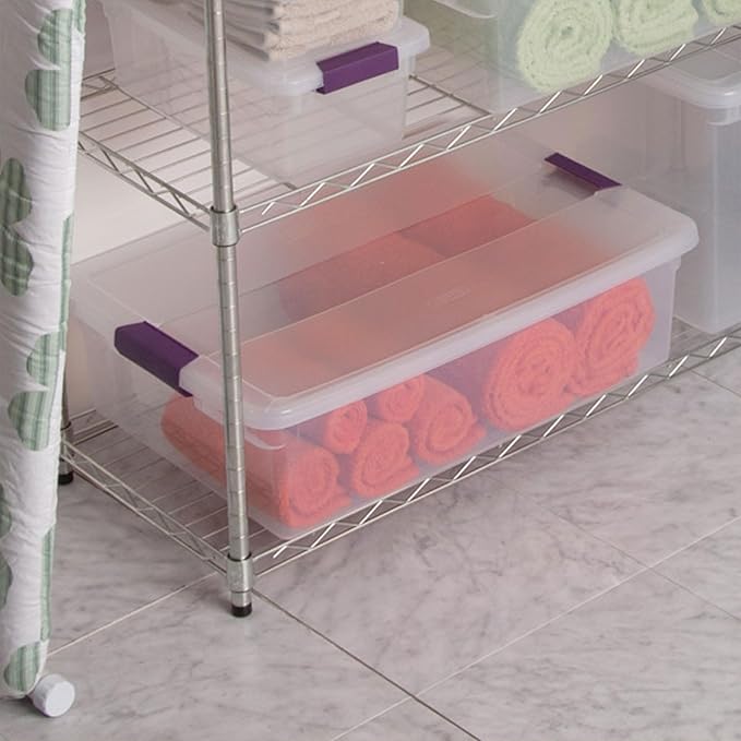 Sterilite 12-Pack 32 Quart ClearView Latch Box, Stackable Organizer Bins with Latching Lids - Clear Plastic Organization Containers for Closet, Bedroom, Shelving Units and Everyday Home Storage