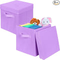ShellKingdom Storage Bins, Foldable Fabric Storage Cubes with Lid, Clothes Storage Organizer Drawer For Closet Toys Storage, 10.5 X 10.5 X 11 INCH, 2 Pack (Lavender)