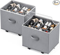 HOUSE AGAIN 2 Pack Shoe Organizer for Closet with Wheels, Shoe Storage Box, Shoe Storage Organizer with Adjustable Dividers and Clear Cover, Space-Saving & Fits up to 12-24 Pairs of Shoes