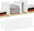 JOY DECOR 12 Pack Acrylic White Shelf Dividers for Closets Organizer and Storage Adjustable Vertical Wood Shelf Closet Separators for Clothes,Book,Bags in Bedroom and Kitchen