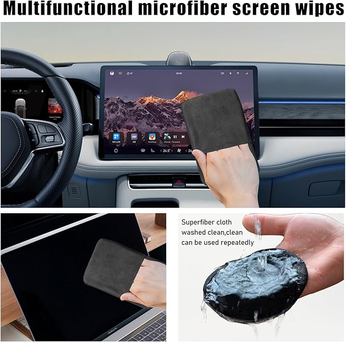 Car Screen Cleaner, Microfiber Auto Screen Cleaning Pad, Foldable Touch Screen Cleaner Cloth for Vehicle Dashboard LCD Display, Interior Car Accessories