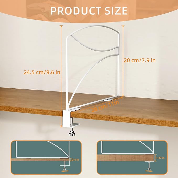 8-Piece Wire Shelf Dividers for Closet Organization, Upgraded C-Clips Adjustable Metal Shelf Dividers Suitable For Bedrooms & Kitchens, Storage Helper for Handbag Sweater Shirt Ankle Boots, White