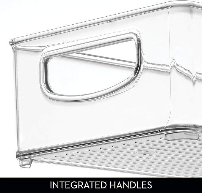 iDesign Slim Extra Long Clear Storage Bin, Narrow Stackable Organizer for Kitchen or Pantry, 2-Pack
