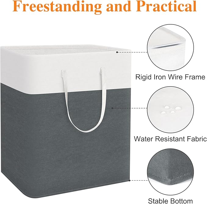 laundry basket 3-Pack, laundry hamper, Hamper with handles, collapsible laundry baskets, Waterproof dirty clothes hamper, Towel Storage for Home or Dorm, 100L-Grey