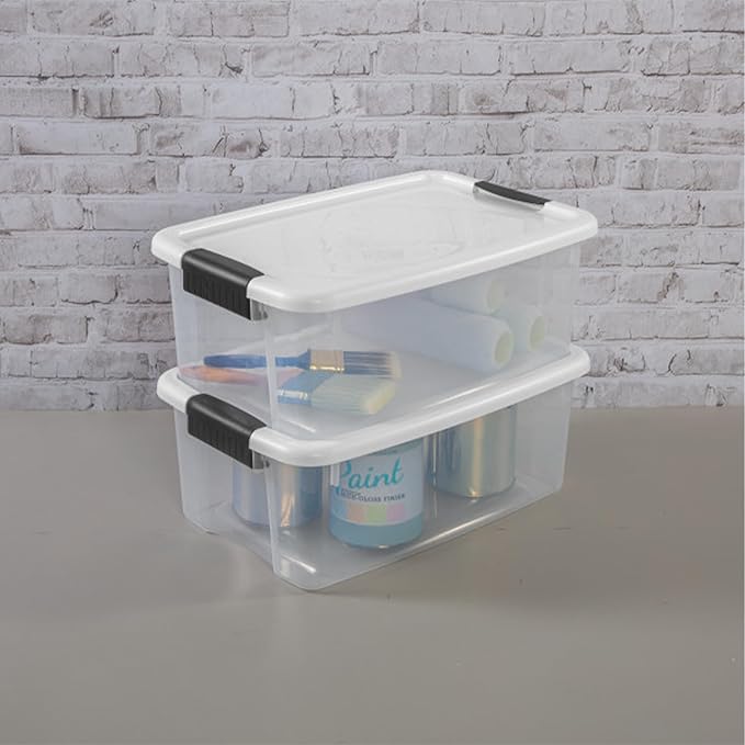 Sterilite 18-Pack Ultra Latching Box, Storage Bins with Lids, Clear Plastic, 18 Quart - Heavy-Duty Organizing Containers for Closet, Bathroom, and Office