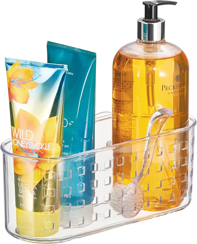 iDesign Hanging Suction Shower Caddy Basket for Bathroom Storage - Clear - Made in USA