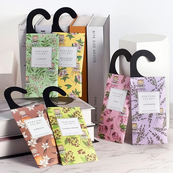 ROSE COTTAGE Large 12 Packs Fresh Linen Hanging Closet Deodorizer Air Freshener Long Lasting Scented Sachets Smell Goods for House