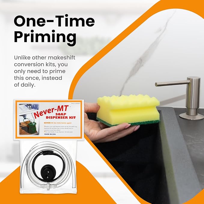 The Original Soap Dispenser Conversion Kit - Made in The USA - Kitchen Sink Extension Tube Kit - Never Fill The Little Bottle Again!
