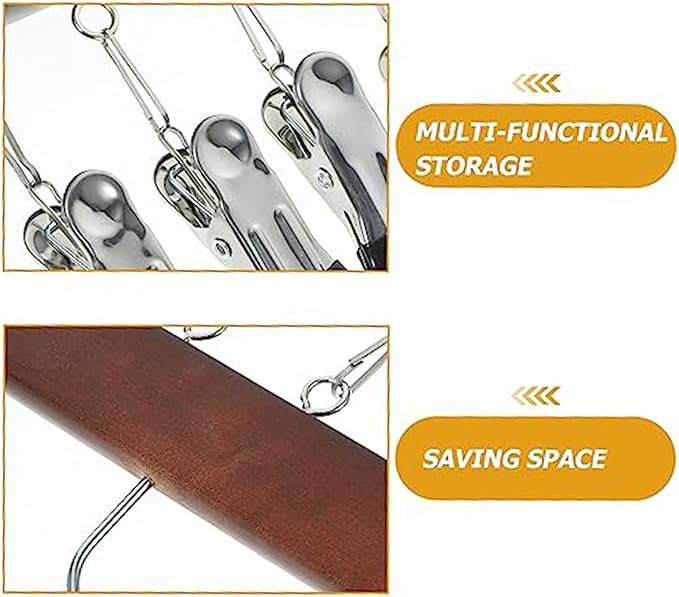 Closet Organizer with 10 Clips - Space Saving Hanging Closet Organizer, Multi-Purpose Storage Hanger for Pants, Leggings, Jeans, Sock, Shorts with Sturdy Steel Non-Slip Clips (2Pcs-C)