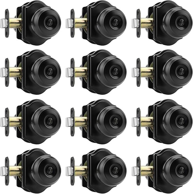 Haidms Black Door Knobs Interior, Privacy Interior Door knobs, Matte Black Indoor Doorknobs for Bedroom or Bathroom (12 Pack)