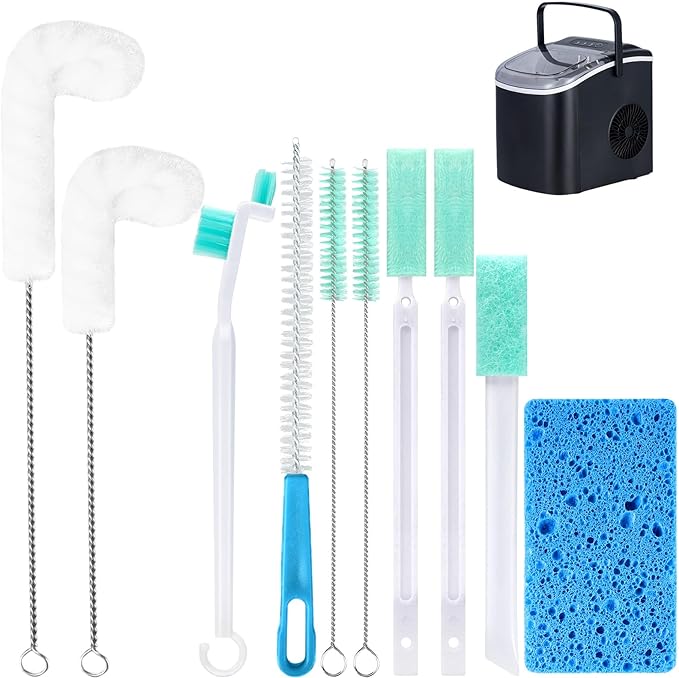 Ice Machine Cleaner Brush Sets,10 Pcs Ice Maker Cleaner Tools with Crevice Cleaning Brush and Scrub Sponge, Small Cleaning Brush Tight Spaces
