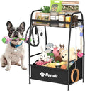 Medium Dog Toy basket, Toy Box for Dogs, Pet Toys Bin Dog Metal Wire Basket for Toys, Food Storage, Storage Organizer Chest Storage, Toy Box for Living Room Area (Black)