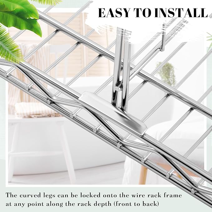 6 Pcs 24" W X 9" H Wire Shelf Divider Chrome Plated Steel Wire Rack Divider for Shelving Metal Accessories for Bathroom Kitchen Office Pantry Room Storage Organization, Silver