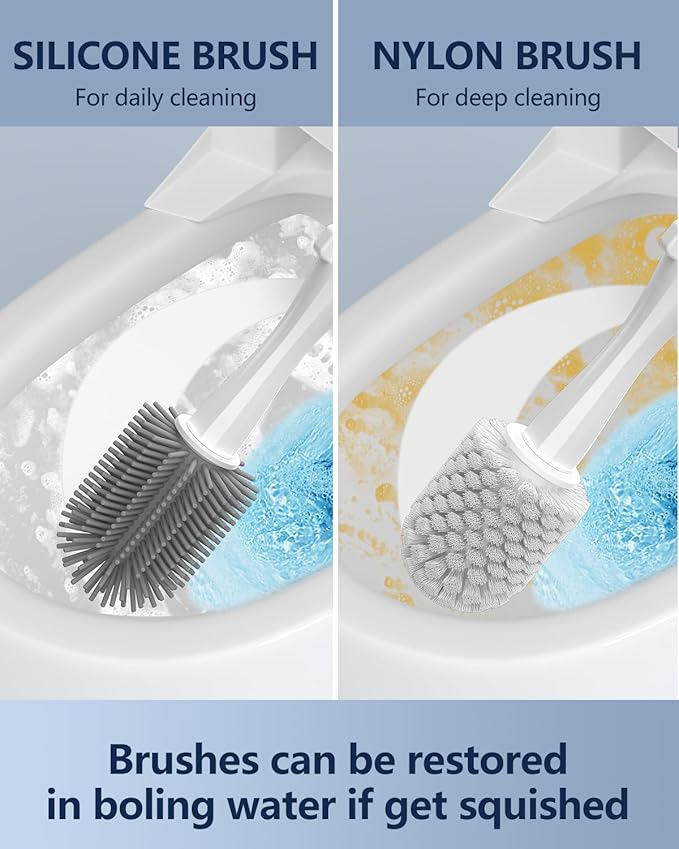 Leebein Electric Toilet Brush and Holder Set, 2025 New Toilet Bowl Scrubber Kit with 8 Replaceable Brush Heads, Disposable Toilet Brush with 6 Wand Cleaner Refills, 2 Pcs Crevice Cleaning Brush
