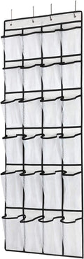 Over the Door Shoe Organizer, Hanging Shoe Organizer with 24 Mesh Large Pockets Door Shoe Rack Organizer for Men Women Kids Hanging Shoe Storage Bag.(White