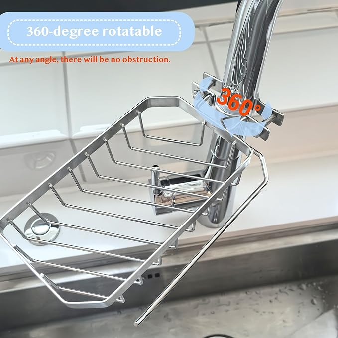 Sink Sponge Holder, Soap Holder Shower, Sink Drying Rack, Soap Container, Bathroom Organizers, Sponge Caddy, Kitchen Organization and Storage, Kitchen Rack, Bathtub Organizer (ROUND LEFT)