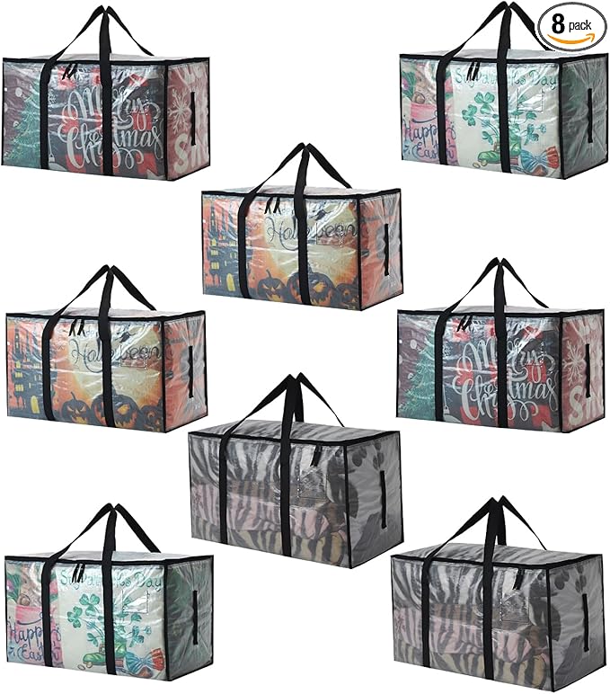 8 Pack Heavy Duty 93L (24.5 Gallon) Stackable Plastic Storage Bins with Lids, Clear Totes – For Home Organization and Storage, Sturdy and Reusable Alternative to Moving Bags