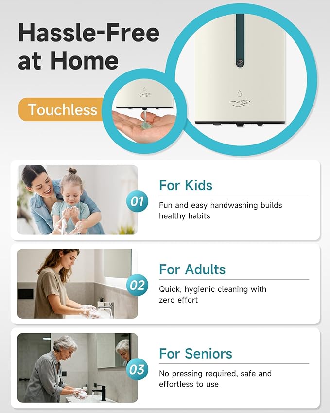 AIKE Automatic Wall Mount Liquid Soap Dispenser, Commercial Stainless Steel with 25oz Large Capacity Save Time Effort and Cost,Model AK1205 (Matte White)