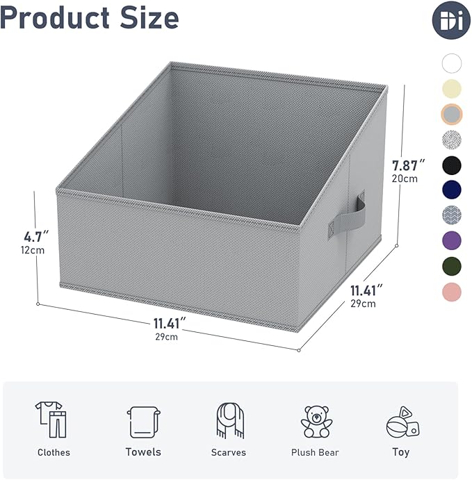 DIMJ Closet Storage Bins 12 Pack - Fabric Storage Baskets for Shelves, Collapsible Clothes Organizer with Handles, Trapezoid Shelf Organization Storage Cubes for Purse, Toys, Books, Towel, Clothes