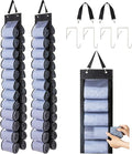Legging Organizer Storage - 2PCS T Shirt Organizer, Hanging Closet Organizers and Storage with 26 Roll Independent Compartments for Yoga Pants, Towel, Bathing Suit (Black)