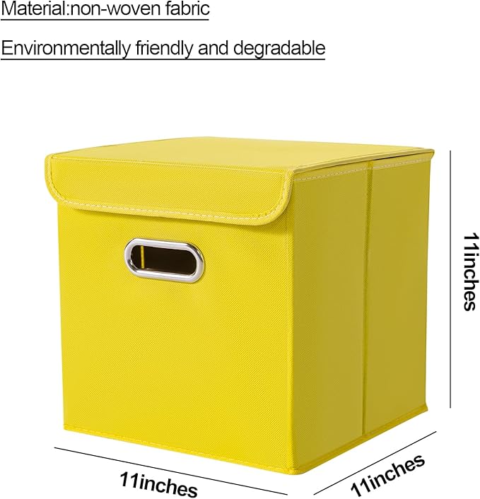 Closet Organizers Fabric Storage Bins With Lids Collapsible Cube Storage Organizer Basket With Handles,Storage Boxes for Clothes Storage,Office,Laundry,Shelves,6 Pack,(multicolour)