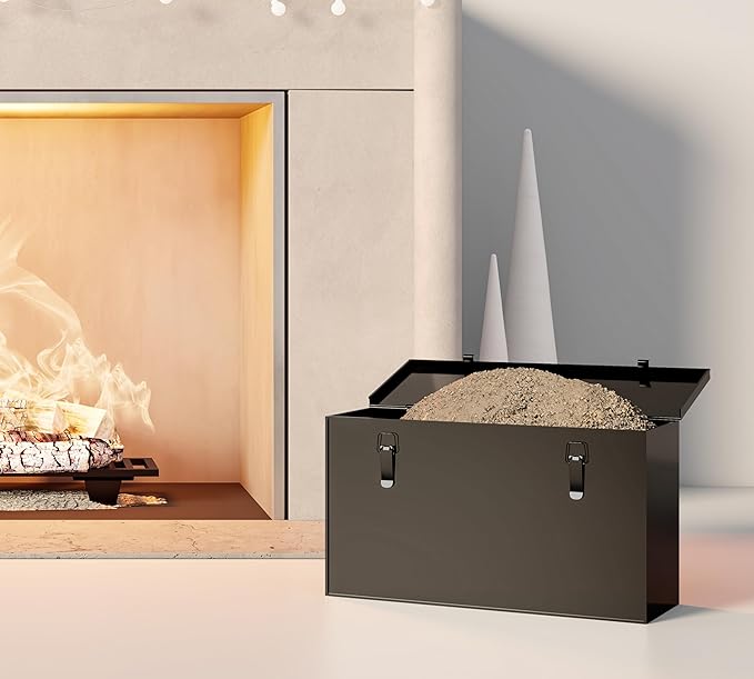 Fire Beauty Fireside Ash Carrier,Metal Ash Storage Box,3 Gallon Ash Tidy Container with Lid,Ash Pail,Fireplace Ash Bucket Bin for Fireplace, Fire Pits, Wood Burning Stoves, Grill, Outdoor