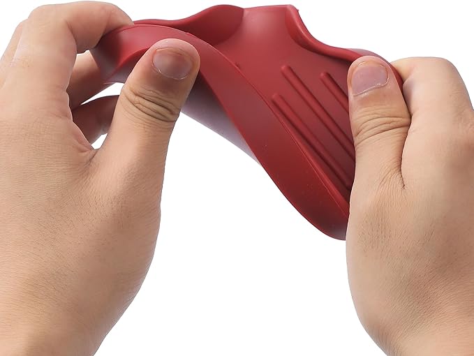 MicoYang Silicone Bathroom Soap Dishes with Drain Spout-Bathroom and Kitchen Sink Organizer,Sponge Holder,Dish Soap Tray,Perfect for Dispenser,Scrubber,Bottle,Cup on Sink or Counter-Red 4.9"×3.2"