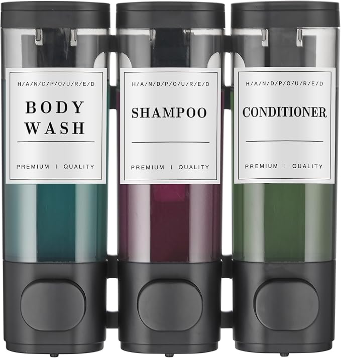 Shower Soap Dispenser Wall Mounted No Drill Shampoo Dispenser for Shower Wall Shampoo and Conditioner Dispenser Bathroom Hotel 3 * 300ml Black3 Self